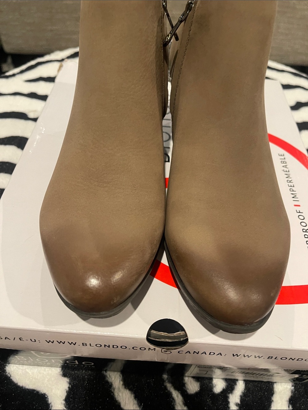 Blondo Villa New Taupe/Brown Ankle Booties - Smooth Leather Waterproof
